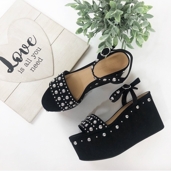 black studded flatforms